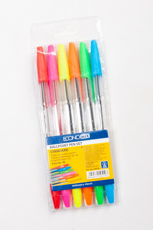 Набір кулькових ручок, 6 кольорів